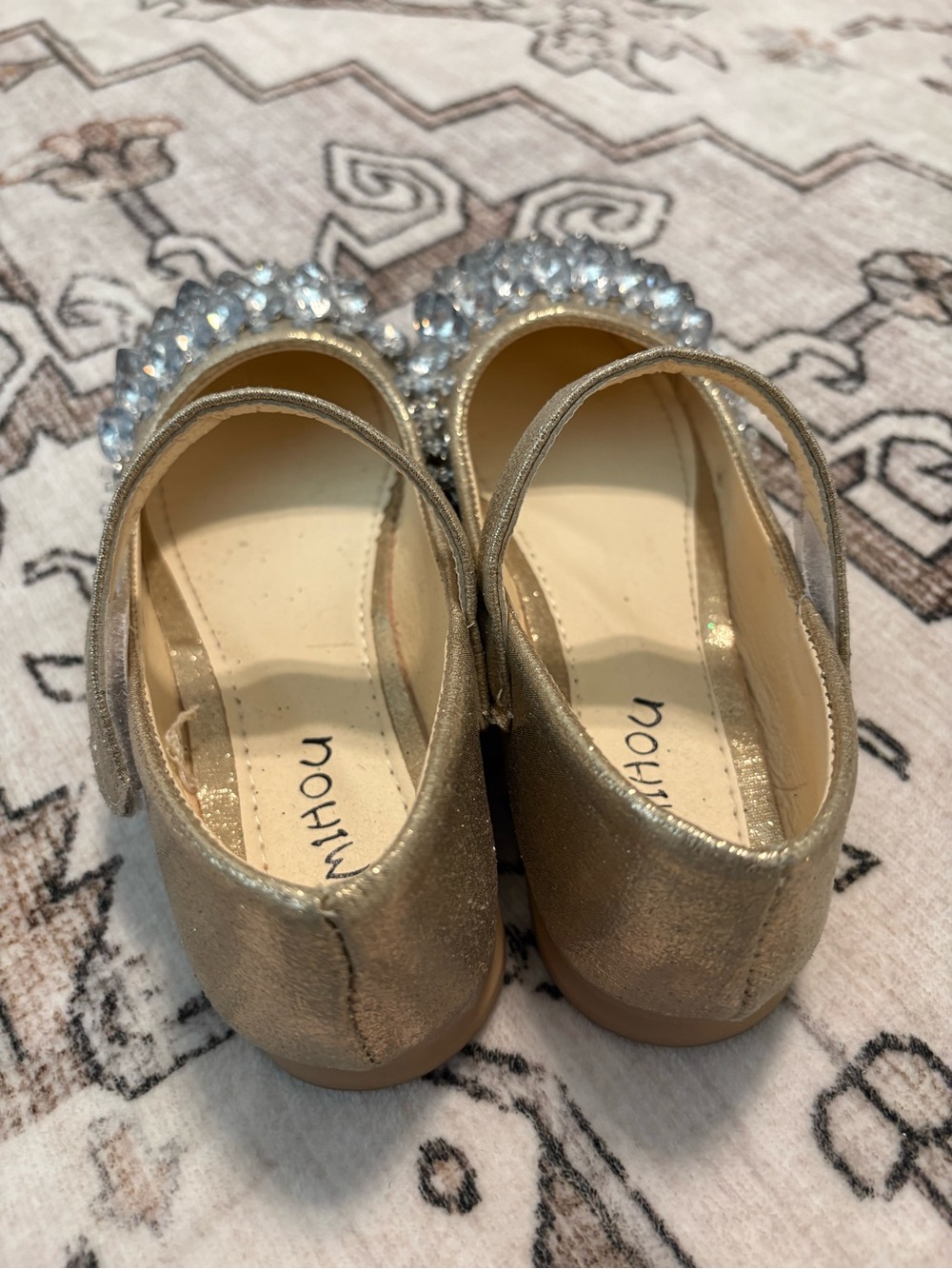 Girls' Gold Jeweled Mary Jane Dress Flats - Picture 2 of 5